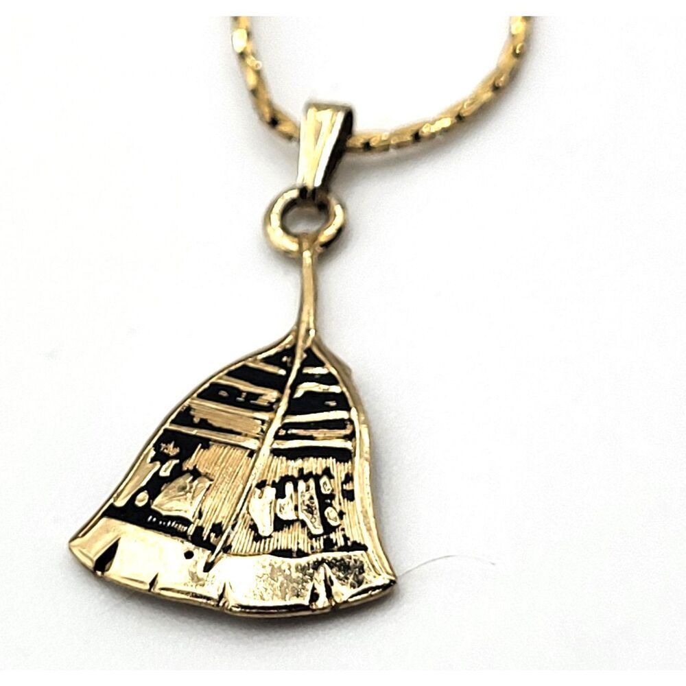 Vintage Estate Bell Pendant Necklace Box Chain 29in